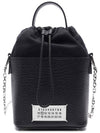 5AC Number Logo Texture Leather Bucket Bag Black - MAISON MARGIELA - BALAAN 3