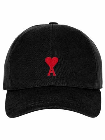 heart logo embroidery ball cap black - AMI - BALAAN.