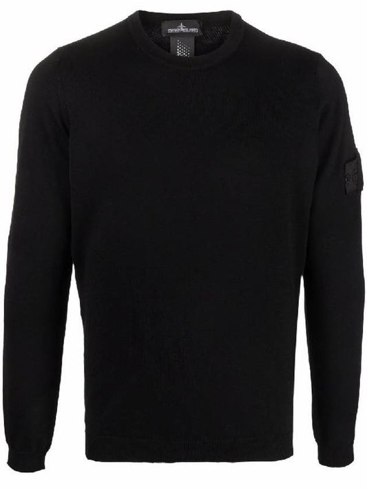 Men's Shadow Lens Wappen Knit Top Black - STONE ISLAND - BALAAN 1