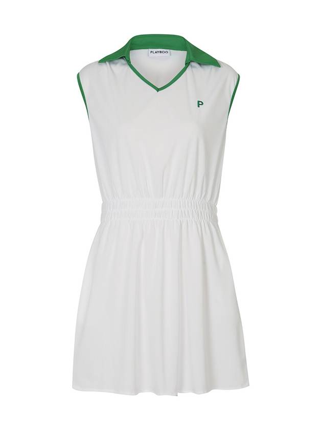 PIQUE COLLARED BANDING DRESSWhite - PLAYBOO - BALAAN 1