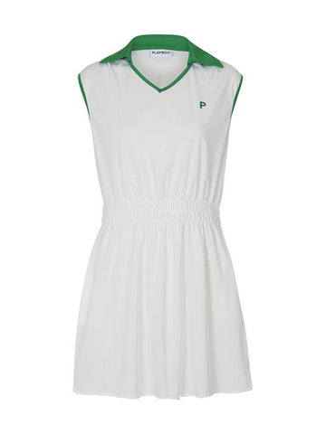 PIQUE COLLARED BANDING DRESSWhite - PLAYBOO - BALAAN 1