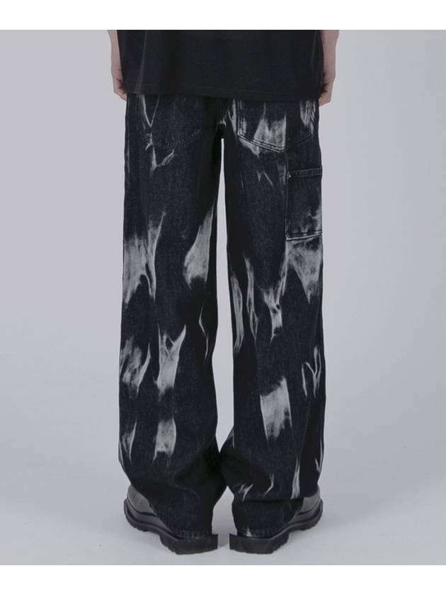 Tie Dye Washed Carpenter Denim Jeans Black - FLAVORISM - BALAAN 1