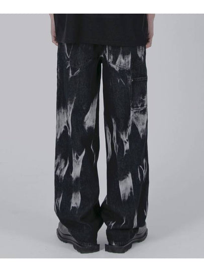 Tie Dye Washed Carpenter Denim Jeans Black - FLAVORISM - BALAAN 2