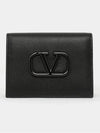 V Logo Signature Card Wallet Black - VALENTINO - BALAAN 4