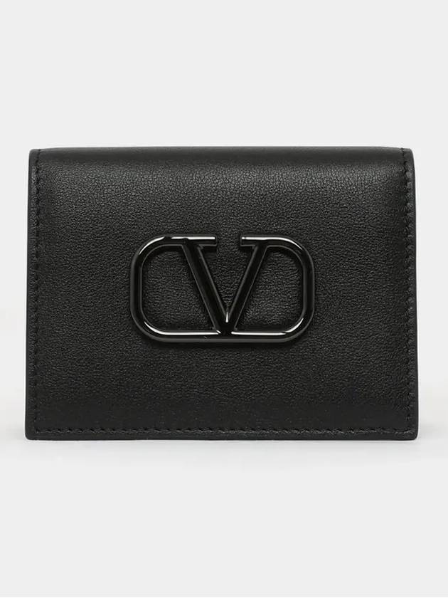 V Logo Signature Card Wallet Black - VALENTINO - BALAAN 4