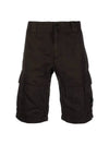 Men's Linen Bermuda Cargo Shorts Black - CP COMPANY - BALAAN 1