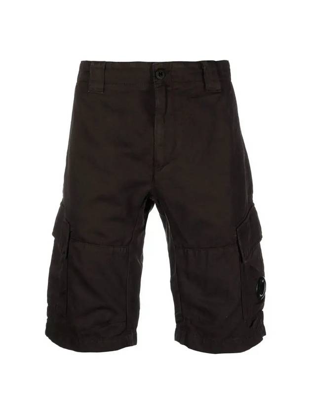 Men's Linen Bermuda Cargo Shorts Black - CP COMPANY - BALAAN 1