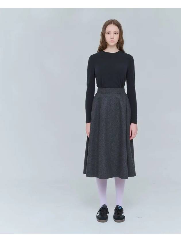 A line volume long skirt wool gray 0124 - VOYONN - BALAAN 3