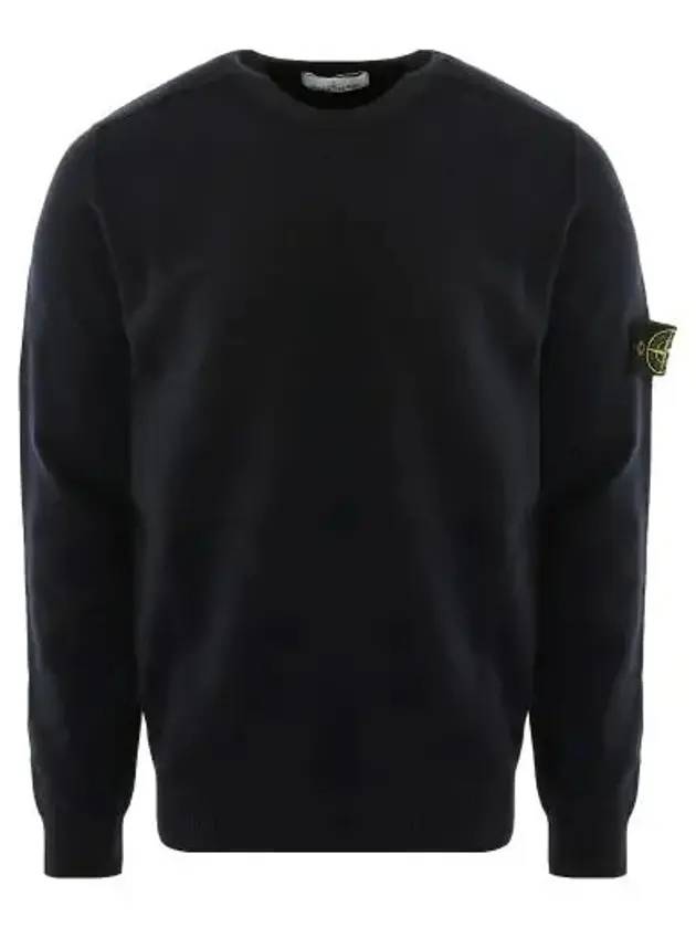 Stretch Wool Crewneck Knit Top Black - STONE ISLAND - BALAAN 1