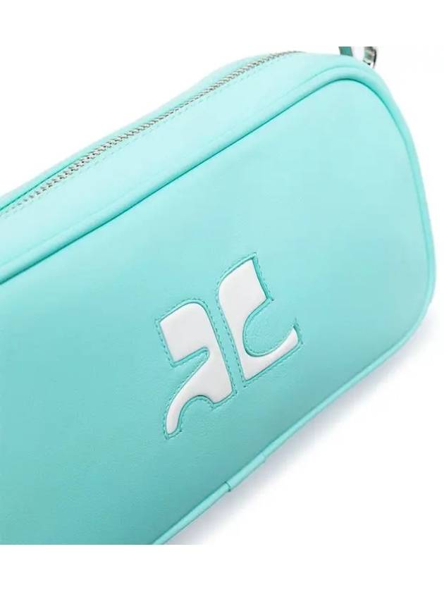 Logo Baguette Leather Camera Shoulder Bag Turquoise - COURREGES - BALAAN 6