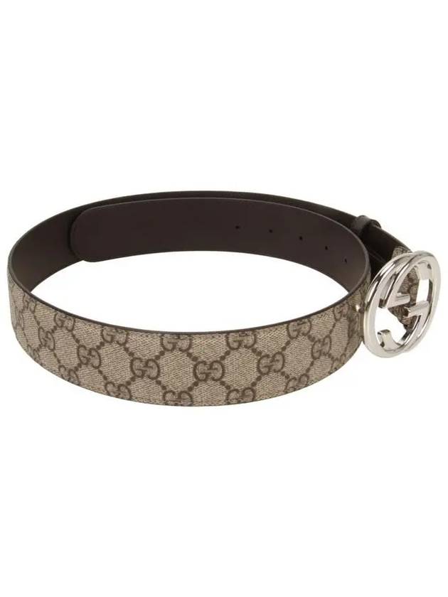 Interlocking G Buckle Leather Belt Beige Ebony - GUCCI - BALAAN 4