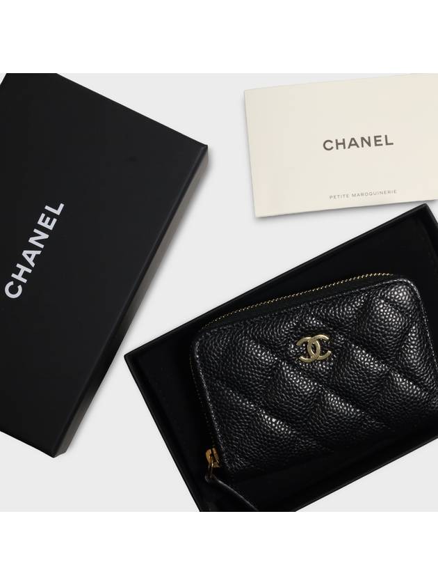 Classic Zipped Coin Purse Grained Calfskin & Gold Black - CHANEL - BALAAN.