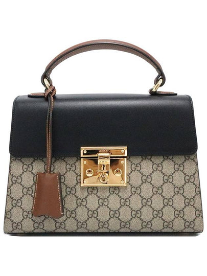 Women s Gucci 453188 GG Supreme Canvas Black Leather Padlock Small Top Handle 2WAY gt bag Gangbuk used luxury goods - GUCCI - BALAAN 2