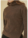 Women's Tranquil Turtleneck Puff Knit Top Brown - MICANE - BALAAN 3