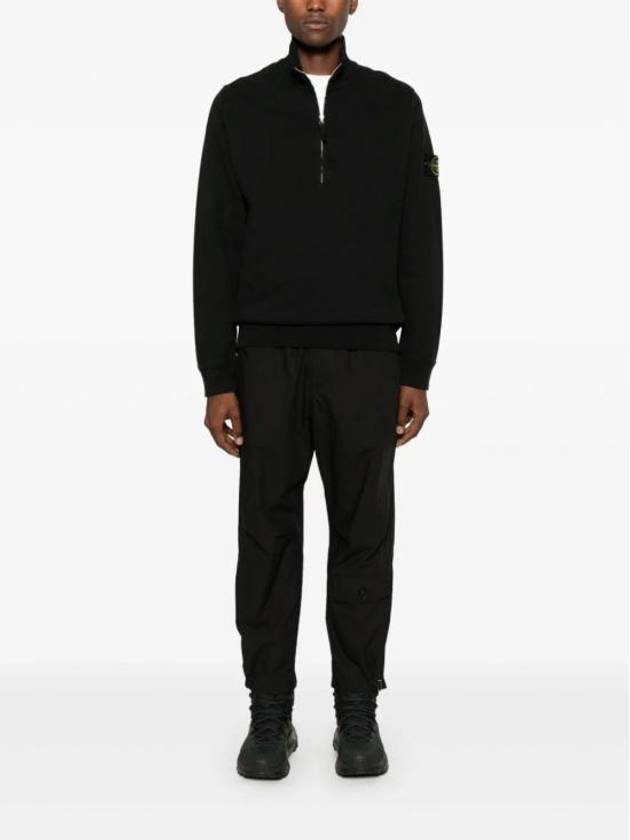 Logo Half Zipper Sweatshirt Black - STONE ISLAND - BALAAN 3