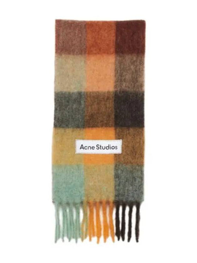 Check Mohair Muffler Chestnut Brown Yellow Green - ACNE STUDIOS - BALAAN 2