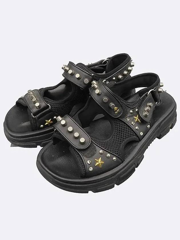 546073 Black leather stud detail men s sandals 9 - GUCCI - BALAAN 4