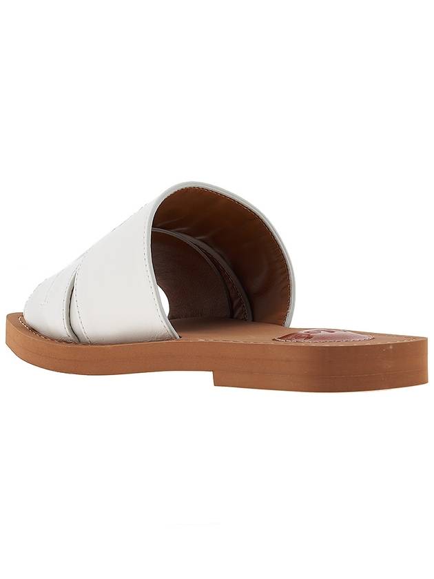 Woody Logo Leather Flat Slippers White - CHLOE - BALAAN 4