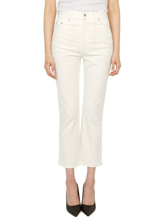 Women's Denim High Waist Cropped Jeans White - AMI - BALAAN 2