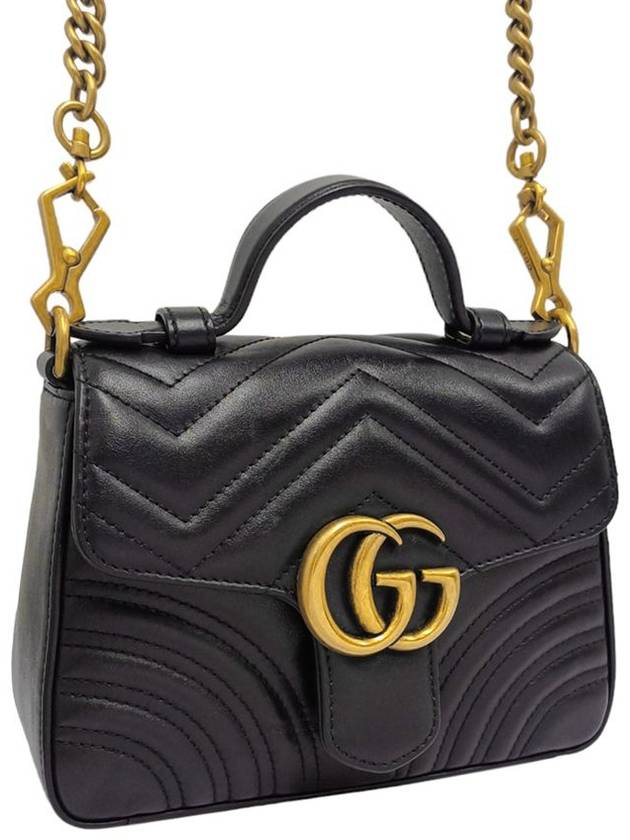 Women s 547260 GG Marmont Black Matelasse Mini Top Handle Tote Bag Strap - GUCCI - BALAAN 2