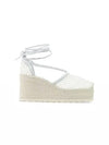 Stretch Mesh Espadrille Wedge Heels Optic White - BOTTEGA VENETA - BALAAN 3