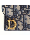 Saddle Flap Card Holder Blue  Oblique Jacquard - DIOR - BALAAN 7