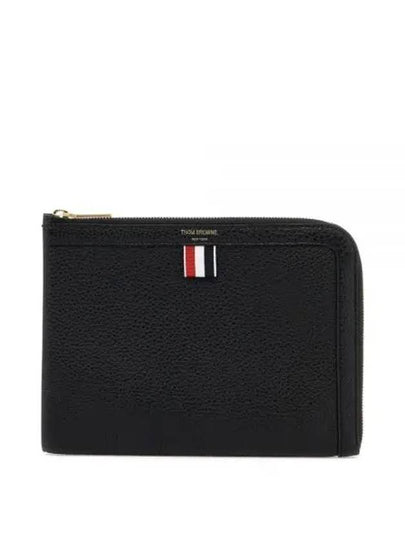 Mini Pebble Leather Gusset Clutch Bag Black - THOM BROWNE - BALAAN 2