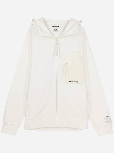 Men s Cotton Hooded Zip up White 12CMSS078A005086W - CP COMPANY - BALAAN 1