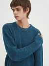 Crew neck rib knit sweater melange blue - BLONDNINE - BALAAN 2