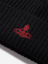 Embroidered Logo Wool Beanie Black - VIVIENNE WESTWOOD - BALAAN 5