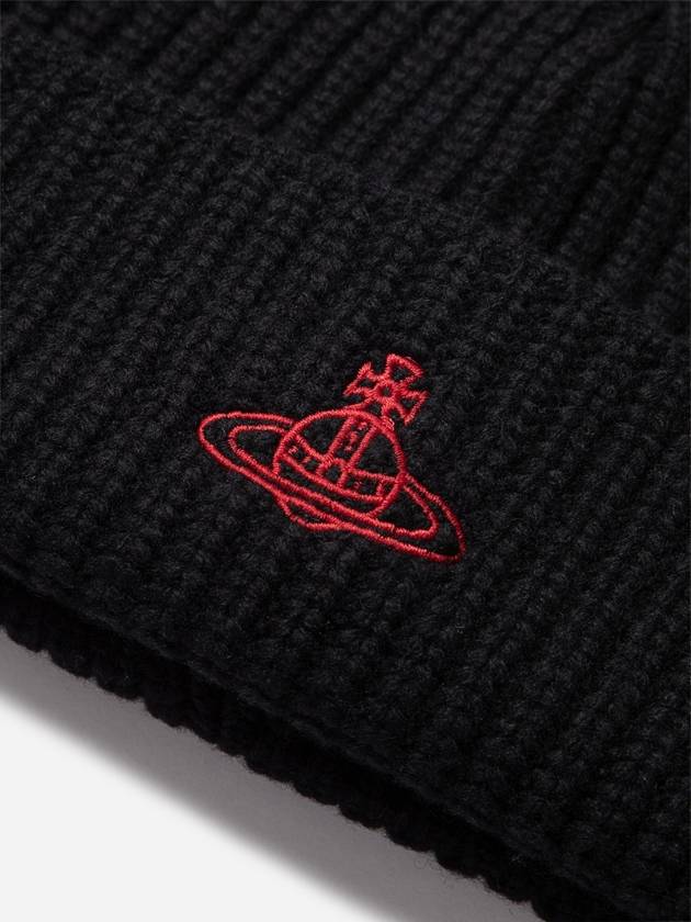 Embroidered Logo Wool Beanie Black - VIVIENNE WESTWOOD - BALAAN.