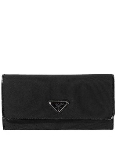 Triangle Logo Long Wallet Black - PRADA - BALAAN 1