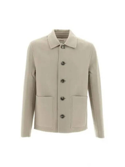 Pocket Patch Wool Blend Jacket Beige - AMI - BALAAN 2