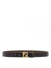 FF Squared Leather Belt Black Brown - FENDI - BALAAN 2