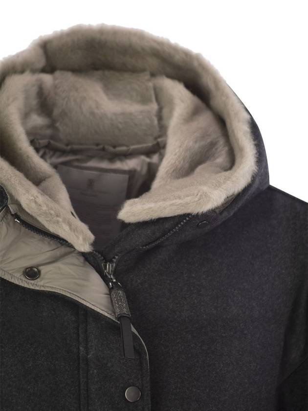 Pure new wool down jacket with sheepskin hood - BRUNELLO CUCINELLI - BALAAN 4