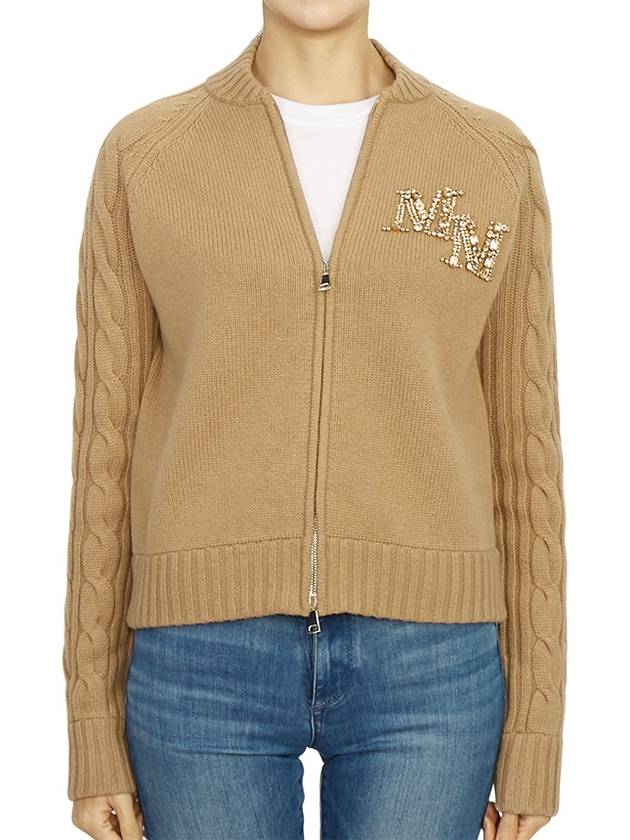 Armanda Cashmere Zip-Up Cardigan Camel - MAX MARA - BALAAN 3