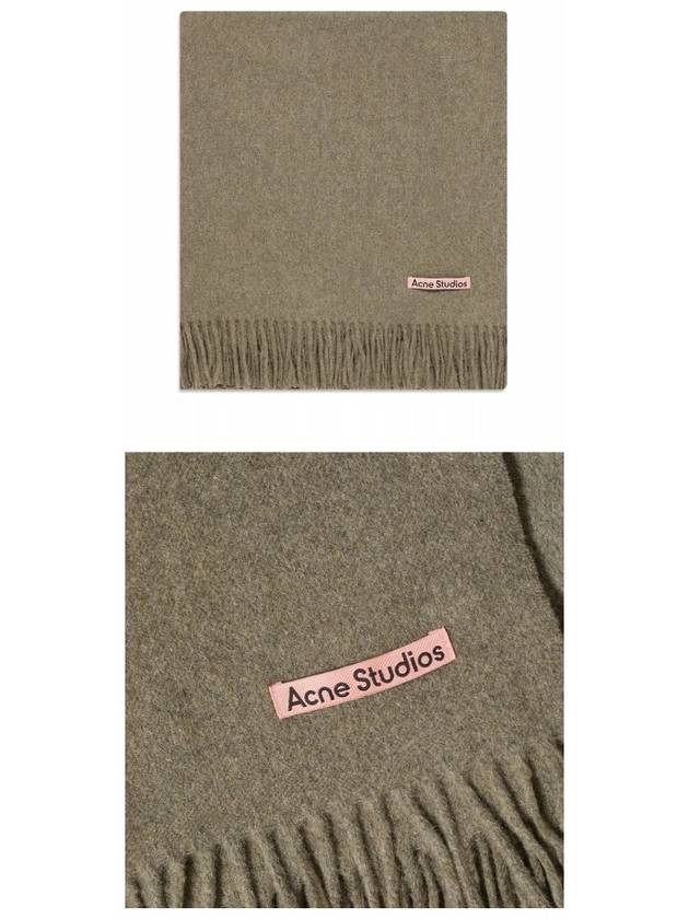 Logo Wool Fringe Scarf  Light Olive Melange - ACNE STUDIOS - BALAAN 5