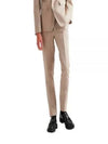 Waistband Cotton Blend Straight Pants Beige - PRADA - BALAAN 2