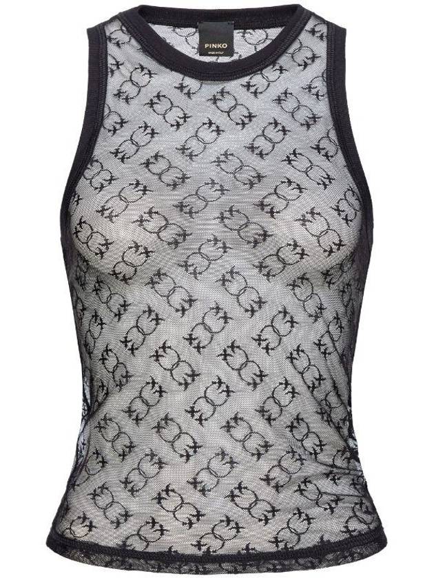 Pinko Love Birds-Jacquard Mesh Tank Top - PINKO - BALAAN 1