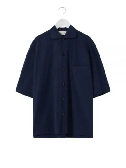 Camp Collar Cotton Short Sleeve Shirt Navy - LEMAIRE - BALAAN 2