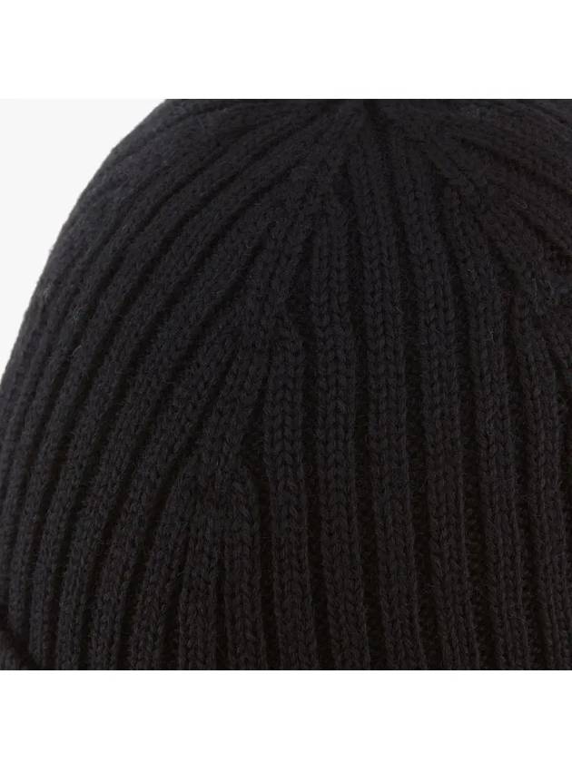 Bold Fox Head Patch Ribbed Beanie Black - MAISON KITSUNE - BALAAN 4