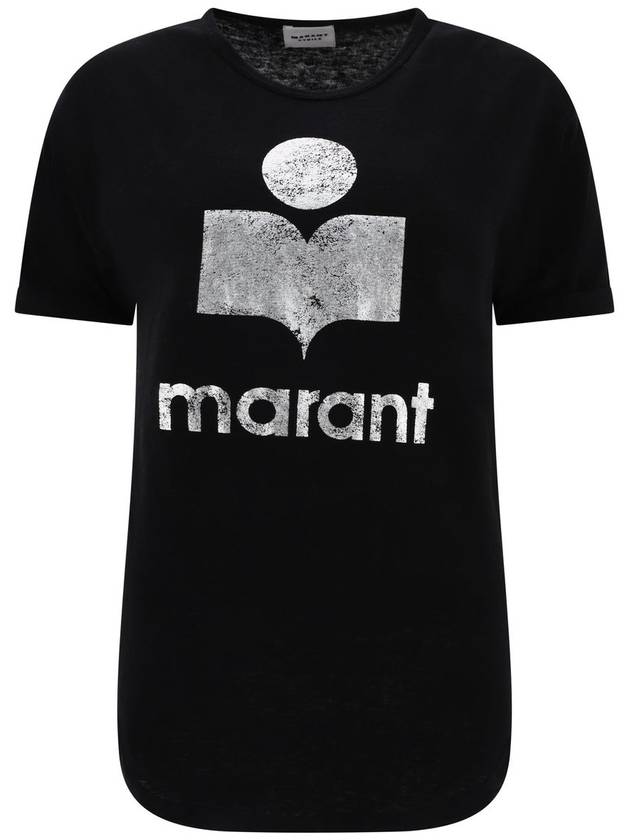 Koldi Linen Short Sleeve T-Shirt Black - ISABEL MARANT ETOILE - BALAAN 4