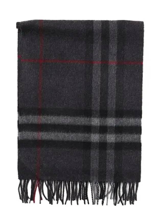 Check Cashmere Scarf Charcoal - BURBERRY - BALAAN 4