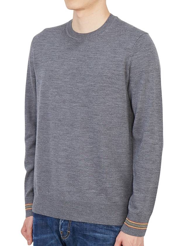 Men's Icon Striped Wool Long Sleeve T-Shirt Grey - BURBERRY - BALAAN 3