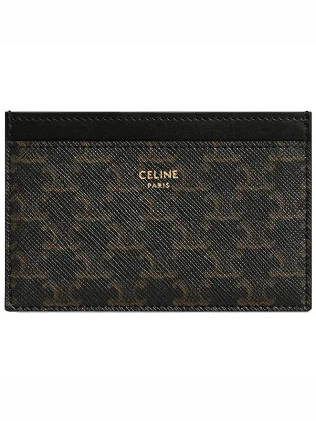 Card Holder in Triomphe Canvas and Calfskin Black - CELINE - BALAAN 1