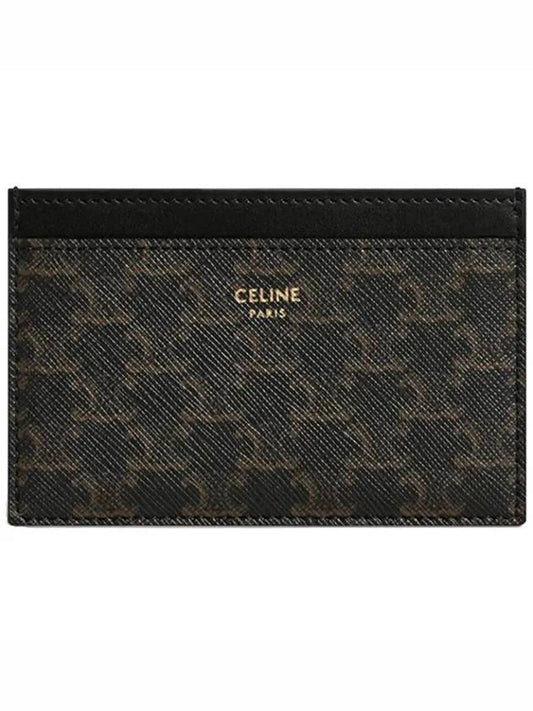 Card Holder in Triomphe Canvas and Calfskin Black - CELINE - BALAAN 1