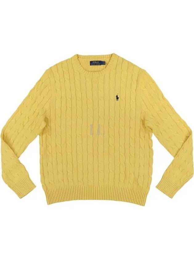 Embroidered Logo Pony Cable Knit Top Yellow - POLO RALPH LAUREN - BALAAN 2