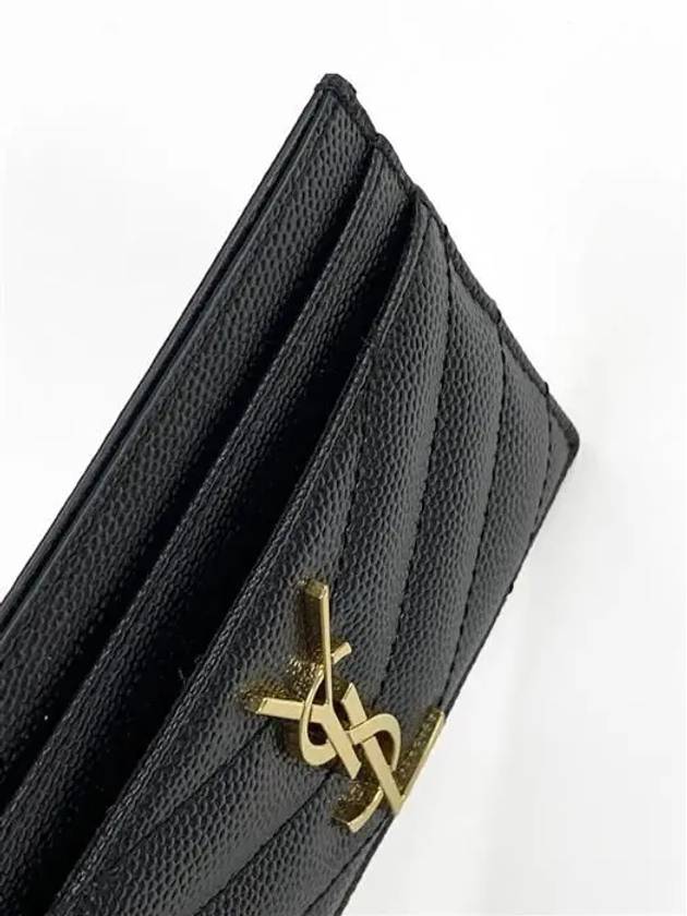 Gold Hardware Matelasse Caviar Leather Card Wallet Black - SAINT LAURENT - BALAAN 5