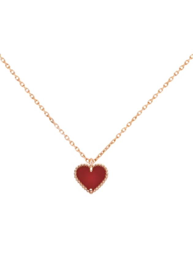 Sweet Alhambra Heart Pendant Necklace Carnelian Pink Gold - VANCLEEFARPELS - BALAAN 1