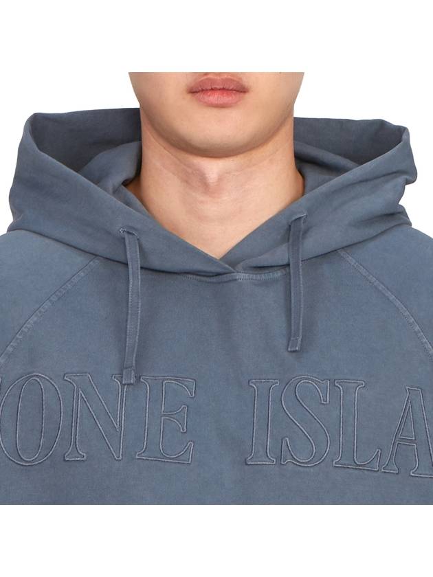 Men's Garment Dyed OLD Treatment Cotton Hoodie Blue - STONE ISLAND - BALAAN 7